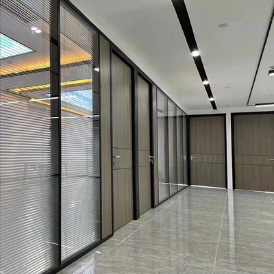 Demountable Modern Full Height With Sliding Doors Enclose Design Safety Tempered Glass Aluminum Frame Office Partition Wall System