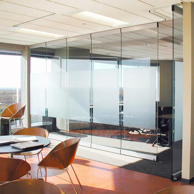 Modern Custom Frameless Glass Bifold Door Sliding Folding Partition For Office Glass Frameless Folding [egood]